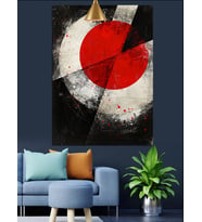 Japon Bayrağı Soyut Sanat Dekoratif Kanvas - Mdf Ahşap Tablo