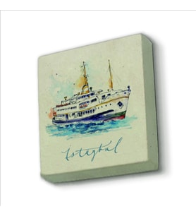 İstanbul Vapur Baskılı Doğaltaş  Magnet(KRT-034)Buzdolabı Süsü
