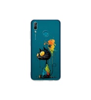 Huawei P Smart 2019 ile Uyumlu Splash Kedi Tasarımlı Şeffaf Silikon Kılıf
