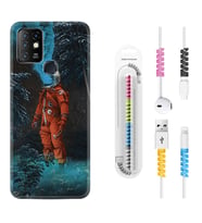 INFINIX Hot 8 9 10 11S Hot 10 Play 10T Kılıf Kablo Koruma Spiral Silikon Astronot Smoke 1769