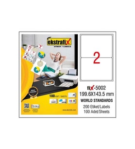 Ekstrafix Laser Etiket 199.6 x 143.5 mm 100 Yaprak Lazer Yazıcı Etiketi