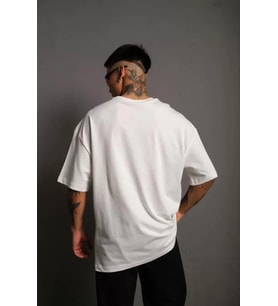 Erkek 24/1 Düz A Kalite Oversize T-shirt - Beyaz