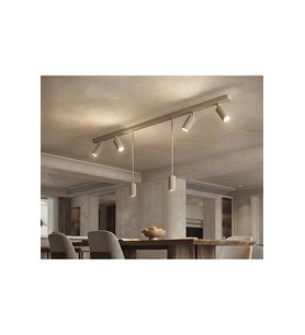 Altılı 6 lıGU10 Duy Os ram ve Sly vania Tasarruflu LED Ampül 120 cm Mat Bej Krem Renk 4 Spot 2 Sarkıt Başlıklı Ada Tezgah Üstü Restoran Aydınlatma Avizesi⁠