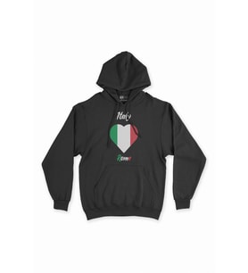 Roma İtalya Bayraklı Kalpli Siyah Sweatshirt Hoodie