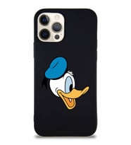 Apple iPhone 12 Pro Soft Premier Kapak Donald Duck-F Tasarımlı Silikon Kılıf - Siyah (Şeffaf)