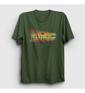 Presmono Unisex Haki Logo Film Geleceğe Dönüş Back To The Future T-Shirt 243218tt (Haki)