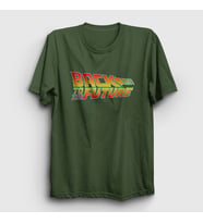 Presmono Unisex Haki Logo Film Geleceğe Dönüş Back To The Future T-Shirt 243218tt (Haki)