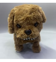 Sesli Havlayan Yürüyen Pilli Sevimli Oyuncak Peluş Köpek Emekleme Oyuncağı Arkadaşı Yürüteç (Koyu Kahverengi)