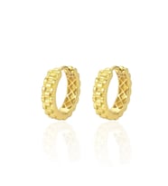925 Ayar Gümüş küpe Üzeri Altın Kaplama roleks desenli halka küpe SGTL13185GOLD