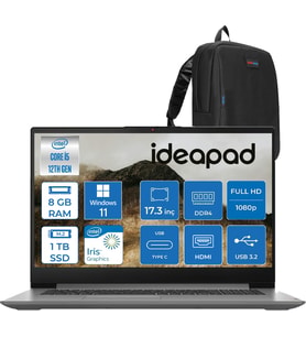 Lenovo Ideapad 3 17IAU7 Intel Core I5-1235U 8gb 1tb SSD Windows 11 Pro Intel® UHD Graphics IPS 17.3 Inç Fullhd 300NITS Taşınabilir Bilgisayar 82RL00CLTXP03 + Zetta Çanta