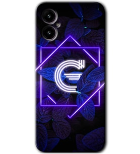Omix X5 Kılıf HD Desen Baskılı Arka Kapak - Dark Neon Yaprak G Harfi