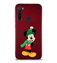 Xiaomi Redmi Note 8 Soft Premier Kapak Mickey Mouse-G Tasarımlı Silikon Kılıf - Mürdüm (Şeffaf)