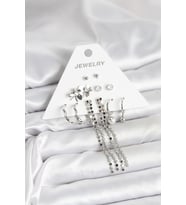 Pirinç Gümüş Renk 6 Çift Kadın Küpe 5886 - SSSSSS7819-9984