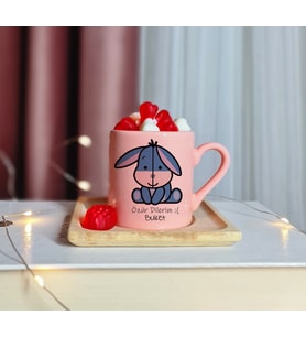 Eeyore Tasarımlı Kişiye Özel Pembe Türk Kahvesi Fincanı