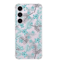 Samsung Galaxy S23  Köşe Korumalı Antişok Kapak Floral Su Yeşili Tasarımlı Şeffaf  Kılıf