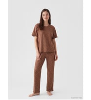 LCW DREAM Kahverengi Kalp Desenli Kadın Pijama Takım