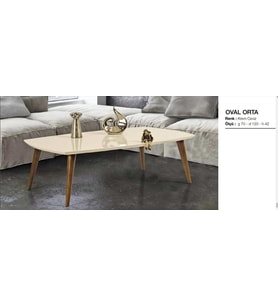 Orta sehpa 11781 OSM OVAL Kayın Retro Ayak Krem Ceviz Tabla Kutu sevk El Yapım