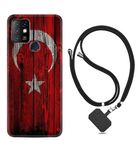 INFINIX Hot 8 9 10 11S Hot 10 Play 10T Kılıf Boyun Askılı Silikon Şanlı Türk Bayrağı 2 1317