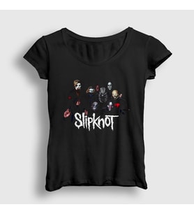 Presmono Kadın Siyah Band V3 Slipknot T-Shirt 291457tt