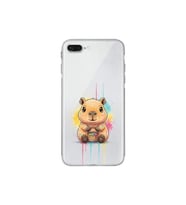 iPhone 8 Plus ile Uyumlu Splash Kapibara Tasarımlı Şeffaf Silikon Kılıf