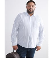LCWAIKIKI Classic Lacivert Büyük Beden Uzun Kollu Çizgili Erkek Gömlek