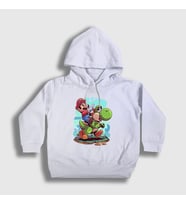 Presmono Unisex Çocuk Beyaz Yoshi Oyun Super Mario Kapüşonlu Sweatshirt 328038tt