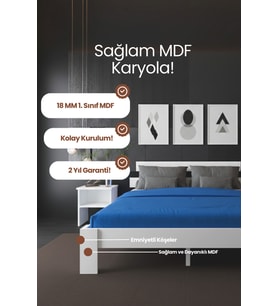Lotus Çift Kişilik MDF Karyola ve 2 Komodinli Set
