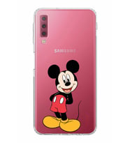 Samsung Galaxy A7 2018  Kamera Korumalı  Kapak Mickey Mouse Tasarımlı  Şeffaf Kılıf