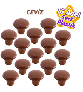 15 Adet Sert Plastik Mantar Düğme Kulp Ceviz Dolap Mobilya Mutfak Dolabı Çekmece Kapak Kulpu Kulbu
