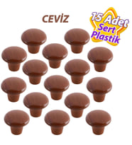 15 Adet Sert Plastik Mantar Düğme Kulp Ceviz Dolap Mobilya Mutfak Dolabı Çekmece Kapak Kulpu Kulbu