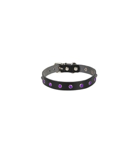 Cattie Gerçek Deriden El Yapımı Taşlı Kedi Boyun Tasması 1,5x28-32cm - Black