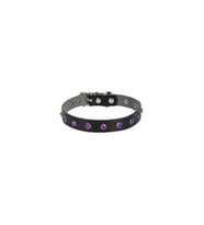 Cattie Gerçek Deriden El Yapımı Taşlı Kedi Boyun Tasması 1,5x28-32cm - Black