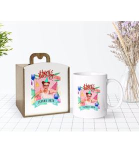 BK Gift Kişiye Özel Ahşap Kutuda Fotoğraflı Doğum Günü Tasarımlı Beyaz Kupa Bardak-6