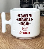 Kişiye Özel Efsaneler Nisanda Doğar Hediye T Kupa Bardak Doğum Günü Hediyesi (Beyaz)