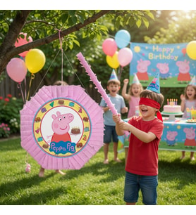 Peppa Pig Pinyata 42 cm Sopalı Doğum Günü Parti Oyunu Şeker Doldurulabilir