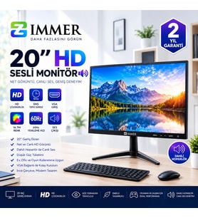 20″ Full HD LED Bilgisayar Monitörü 60Hz Yenileme, 5ms Tepki Süresi, VGA Girişli