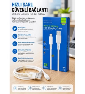 Kalemhane 3A USB İphone (Lightning)Giriş 1m Hızlı Şarj Kablosu