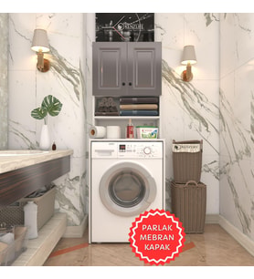 Kenzlife membran çamaşır makinesi dolabı hayzum gribyz çerçeve 180*66*55 mebran kapak suntalam gövde (Beyaz)