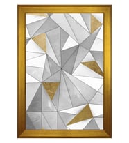 Soyut Şekiller Motifli Kanvas Tablo 50 x 70 cm Gold Çerçeve