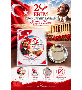 29 Ekim Cumhuriyet Bayramı Hediyesi Rozet İğneli (5 Adet)