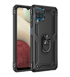 Samsung Galaxy M22 Kılıf Yüzüklü Zırh Tank Vega (Siyah)