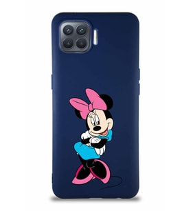 Oppo Reno 4 Lite Soft Premier Kapak Minnie Mouse-D Tasarımlı Silikon Kılıf - Lacivert (Şeffaf)