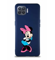 Oppo Reno 4 Lite Soft Premier Kapak Minnie Mouse-D Tasarımlı Silikon Kılıf - Lacivert (Şeffaf)