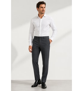 Erkek Regular Fit Kumaş Pantolon - Rahat Kesim, Esnek Kumaş, Pilesiz 008-Füme