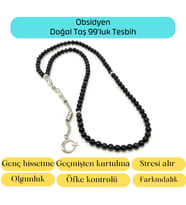 Sertifikalı Obsidyen 6mm 99luk Doğal Taş Tesbih