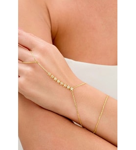 14 K Gold Kaplama 925 Ayar Gümüş Sıra Yıldız Taşlı Şahmeran