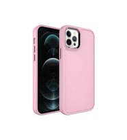 Apple iPhone 14 Pro Max Uyumlu Kılıf Metal Çerçeve ve Buton Tasarımlı Sert Zore Botox Kapak (Açık Pembe)