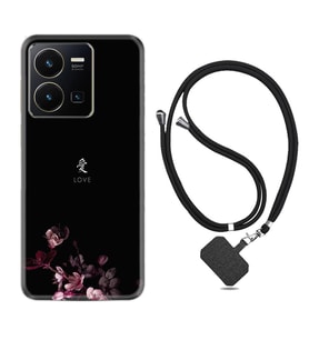 Vivo Y35 Kılıf Silikon Boyun Askılı İpli Desenli Silikon Love 1629