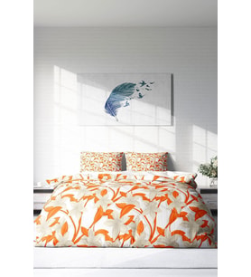 Çift Kişilik ( Lastikli Çarşaflı ) %100 Pamuk Saten Nevresim Takımı Orange