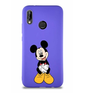 Huawei P20 Lite Soft Premier Kapak Mickey Mouse-A Tasarımlı Silikon Kılıf - Mor (Şeffaf)